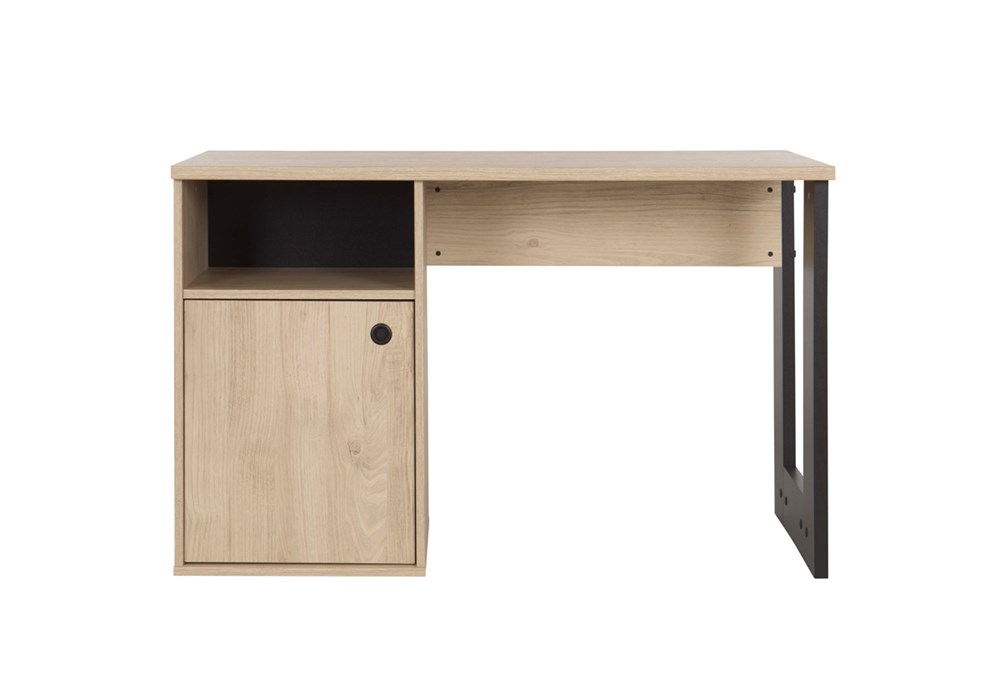 Bureau-1-porte-1-niche-Duplex-decor-chataignier-naturel-noir-G72150-120cm-front-Gautier