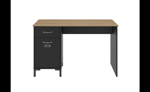 Bureau-1-porte-1-tiroir-Diagone-Manchester-decor-noir-E15018-120cm-front-Gautier