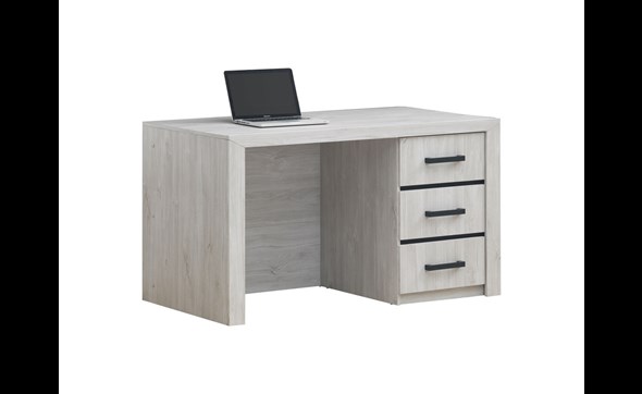 Bureau-3-tiroirs-Elvis-decor-bois-chene-blanc-130cm-Oosterlynck