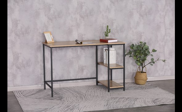 Bureau Rio - chêne lente - 140cm - pieds en métal - Meubles Crack