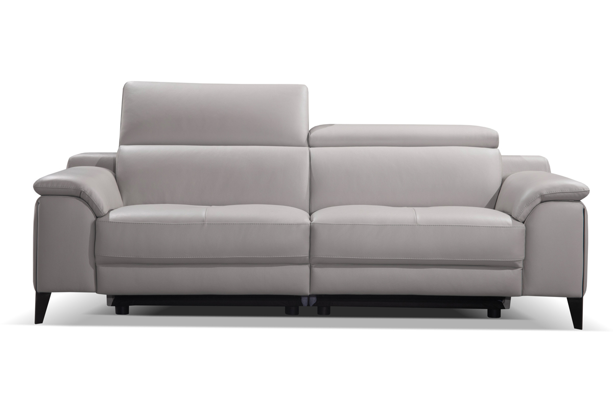 Canape-3-places-Argento-2-relax-electriques-cuir-royal-1025-grigio-bianco-pieds-titanio-scuro-front-Diva-Divani