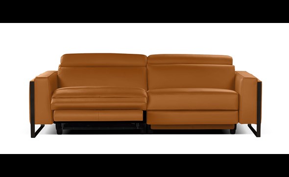 Canape-3-places-relax-electrique-Pier-cuir-bull-363-cognac-pied-metal-noir-mat-Calia