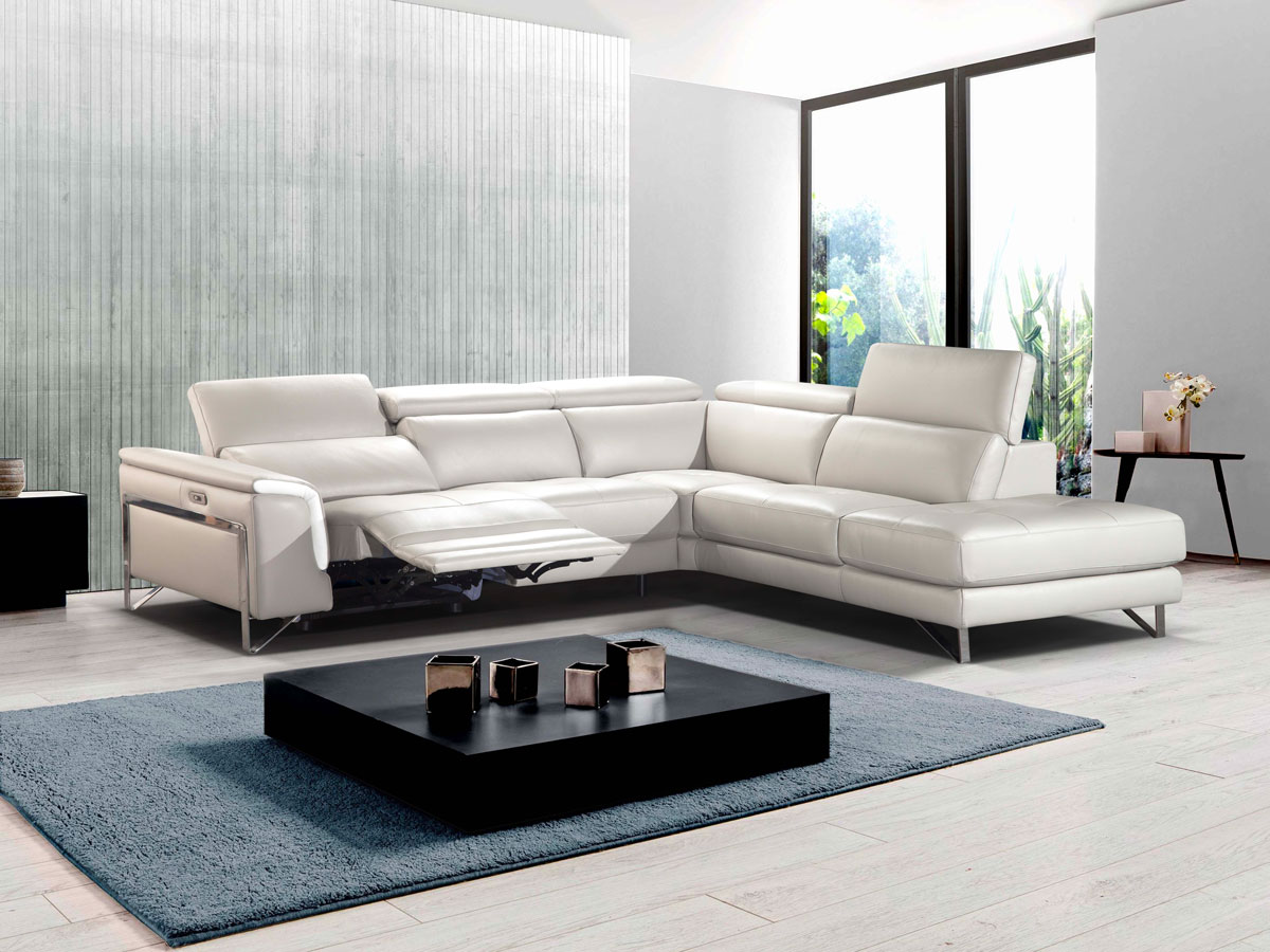 Canape-angle-Eden-cuir-Royal-blanc-relax-electrique-tetieres-relevables-ouvert-Diva-Divani