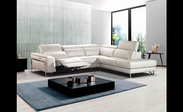 Canape-angle-Eden-cuir-Royal-blanc-relax-electrique-tetieres-relevables-ouvert-Diva-Divani