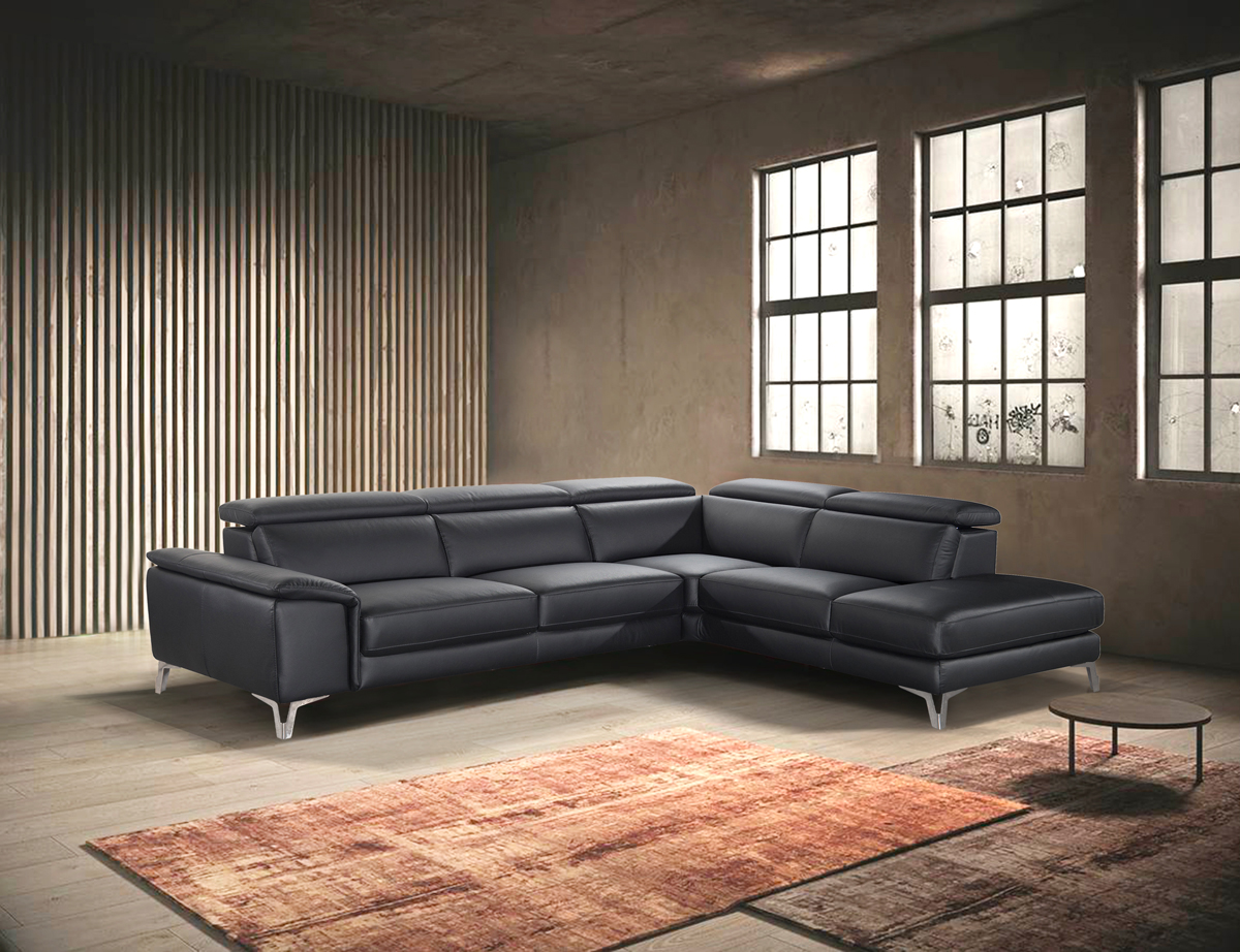 Canape-angle-Joker-2-5-places-relax-electrique-meridienne-3-tetieres-cuir-royal101-nero-pieds-metal-chrome-ambi-Diva-Divani