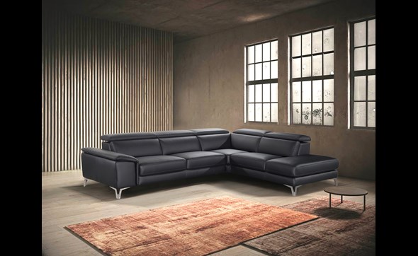 Canape-angle-Joker-2-5-places-relax-electrique-meridienne-3-tetieres-cuir-royal101-nero-pieds-metal-chrome-ambi-Diva-Divani
