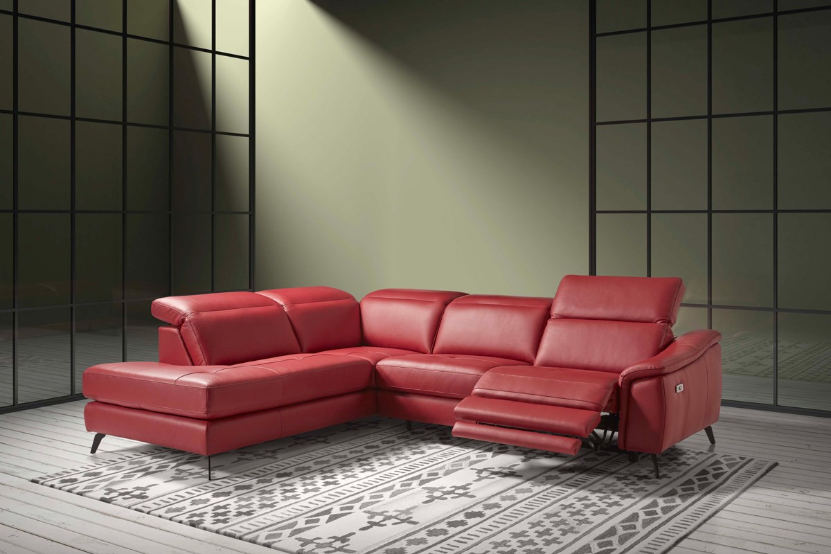 Canapé Cuir Rouge Relax électrique POLTRONE SOFA – 203 Cm