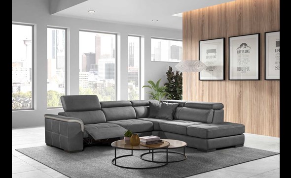Canape-angle-Silla-large-tissu-mozart-olive-gris-ash-1510R-1500-5000-5610-relax-electrique-Comodi-Sofa