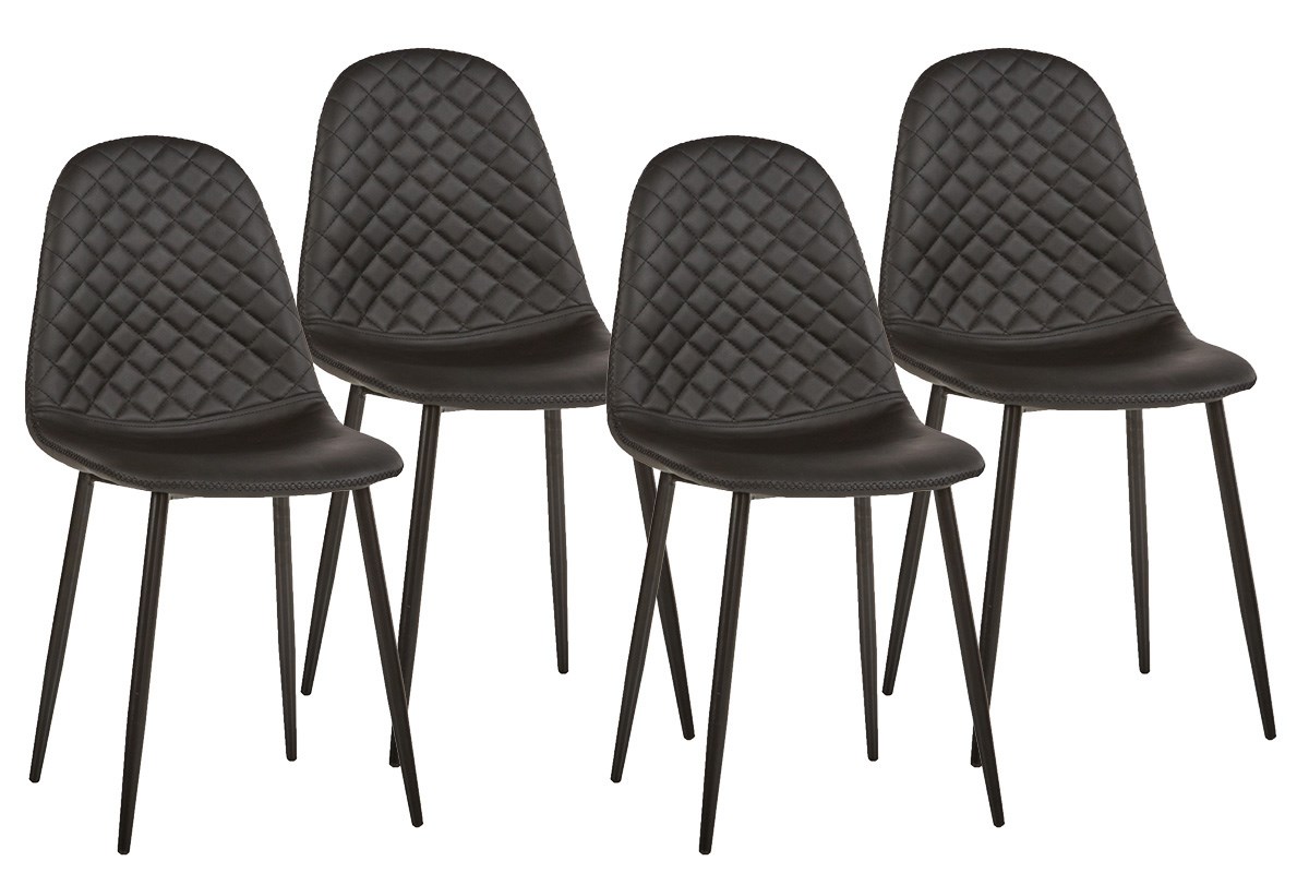 bladeren Middeleeuws Netto Set van 4 stoelen ST1701 zwart - Meubelen Crack