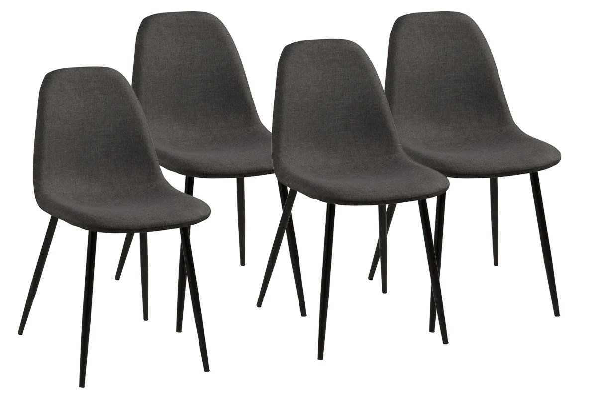 Set van 4 stoelen Wilma - grey - zwarte poten - Crack