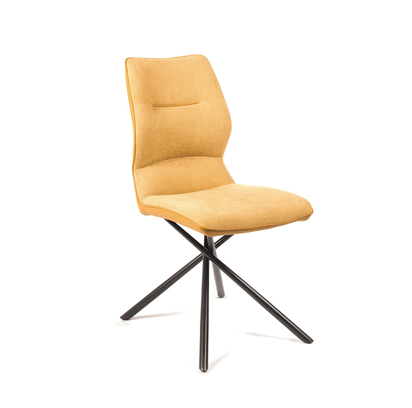 Chaise-Wish-tissu-simili-cuir-jaune-front-Comodi-Living