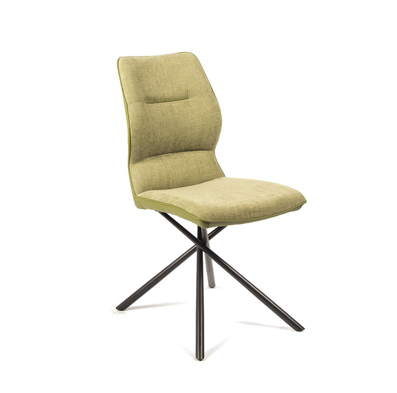 Chaise-Wish-tissu-simili-cuir-vert-front-Comodi-Living