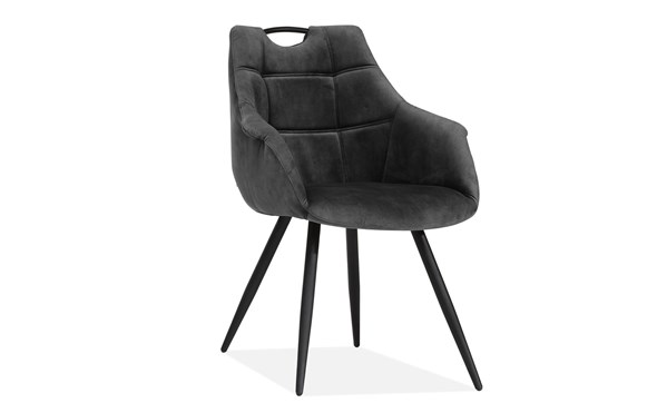 Chaise-accoudoirs-Ayla-tissu-anthracite-front-Maxfurn