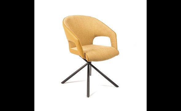 Chaise-accoudoirs-Capri-tissu-simili-cuir-jaune-Comodi-Living