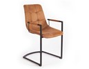 Chaise-accoudoirs-Condor-tissu-Softyl-cognac-front-Maxfurn
