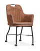 Chaise-accoudoirs-Floria-tissu-Luxor-cognac-roulettes-front-Maxfurn