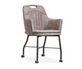 Chaise-accoudoirs-Floria-tissu-Luxor-liver-roulettes-front-Maxfurn