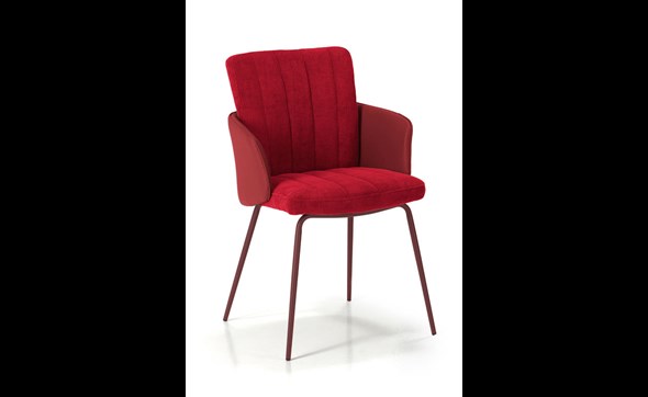 Chaise-accoudoirs-Olympic-tissu-simili-cuir-rouge-Comodi-Living