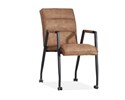 Chaise-accoudoirs-Tyrza-tissu-Luxor-cognac-roulettes-front-Maxfurn