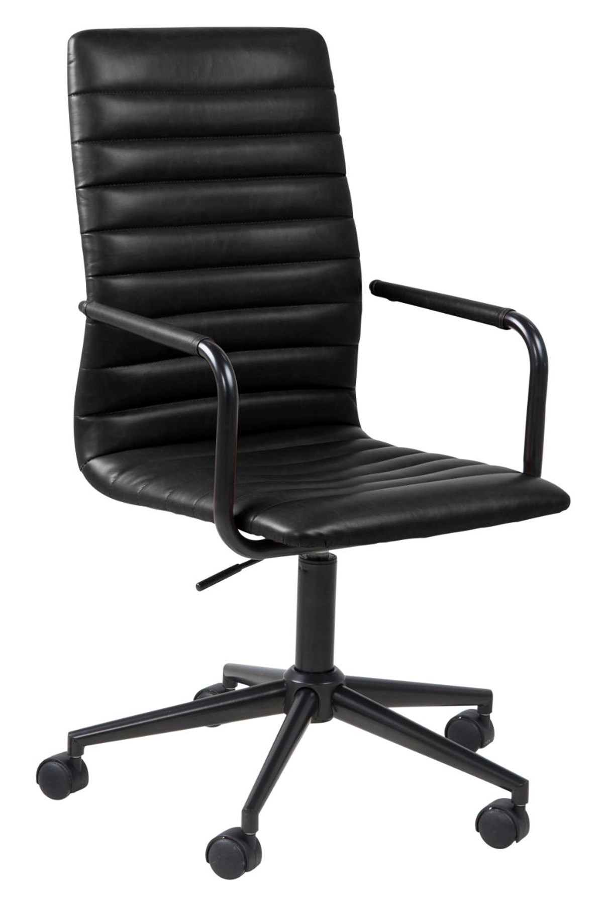 Chaise-bureau-Winslow-66195-simili cuir-noir-pied-metal-noir-roulettes-01-Actona