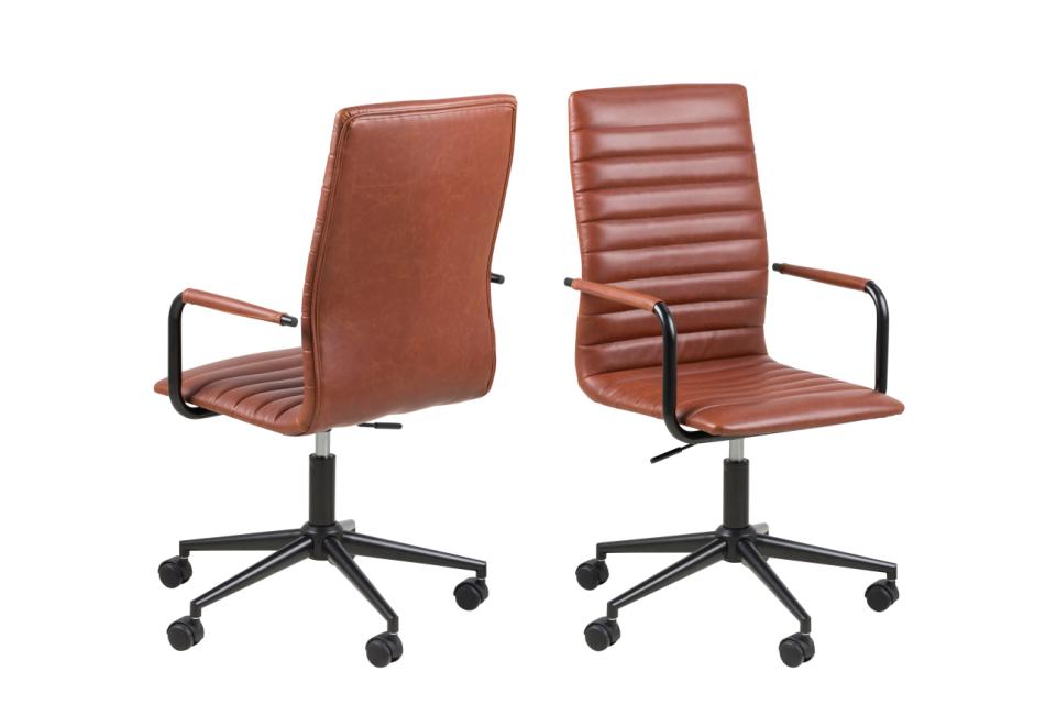 Chaise-bureau-Winslow63762-simili cuir-brandy-pied-metal-noir-roulettes-01-Actona