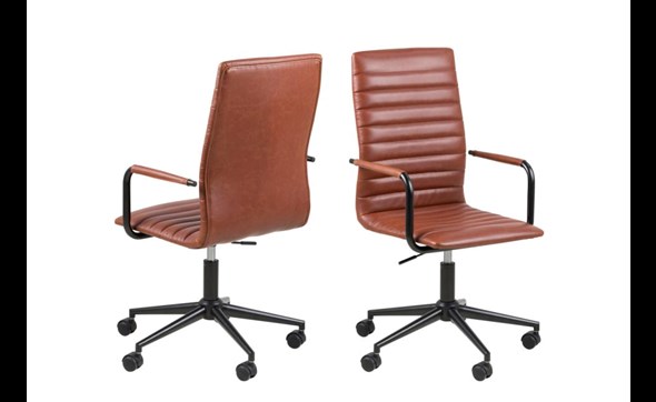 Chaise-bureau-Winslow63762-simili cuir-brandy-pied-metal-noir-roulettes-01-Actona