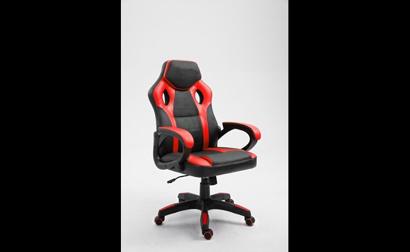 Chaise-bureau-gaming-Spike-9810-1-simili-cuir-rouge-noir-01-Rousseau