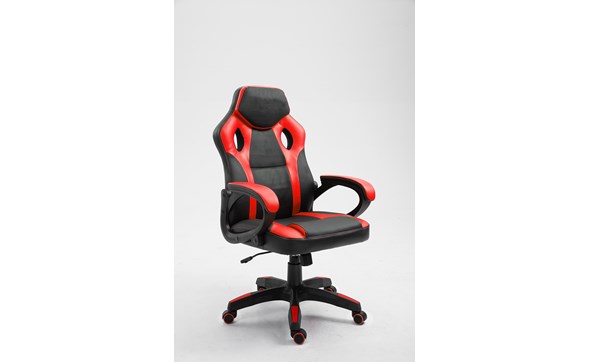 Chaise-bureau-gaming-Spike-9810-1-simili-cuir-rouge-noir-01-Rousseau
