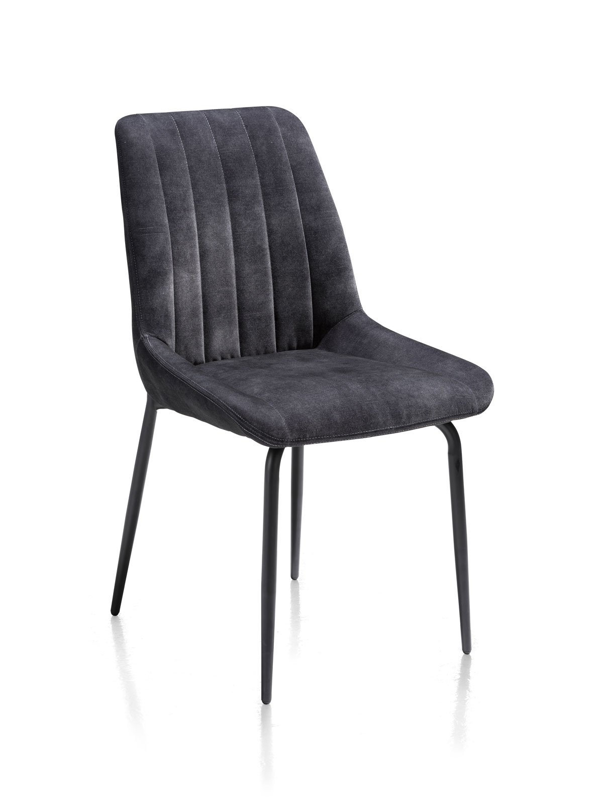 Chaise-poignee-Remon-tissu-noir-karese-anthracite-pieds-noir-36683ANT-Habufa