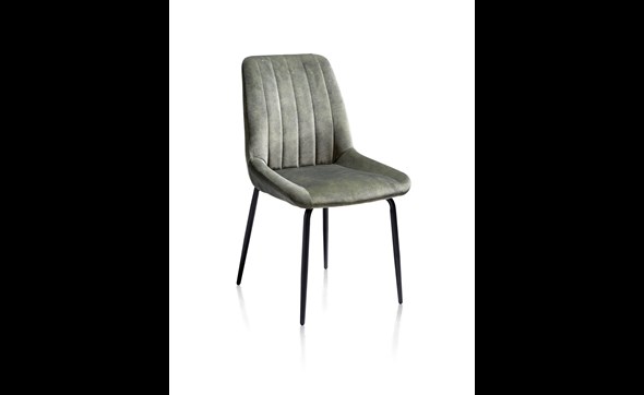 Chaise-poignee-Remon-tissu-vert-karese-olive-pieds-noir-36683OLI-Habufa