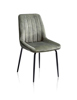 Chaise-poignee-Remon-tissu-vert-karese-olive-pieds-noir-36683OLI-Habufa