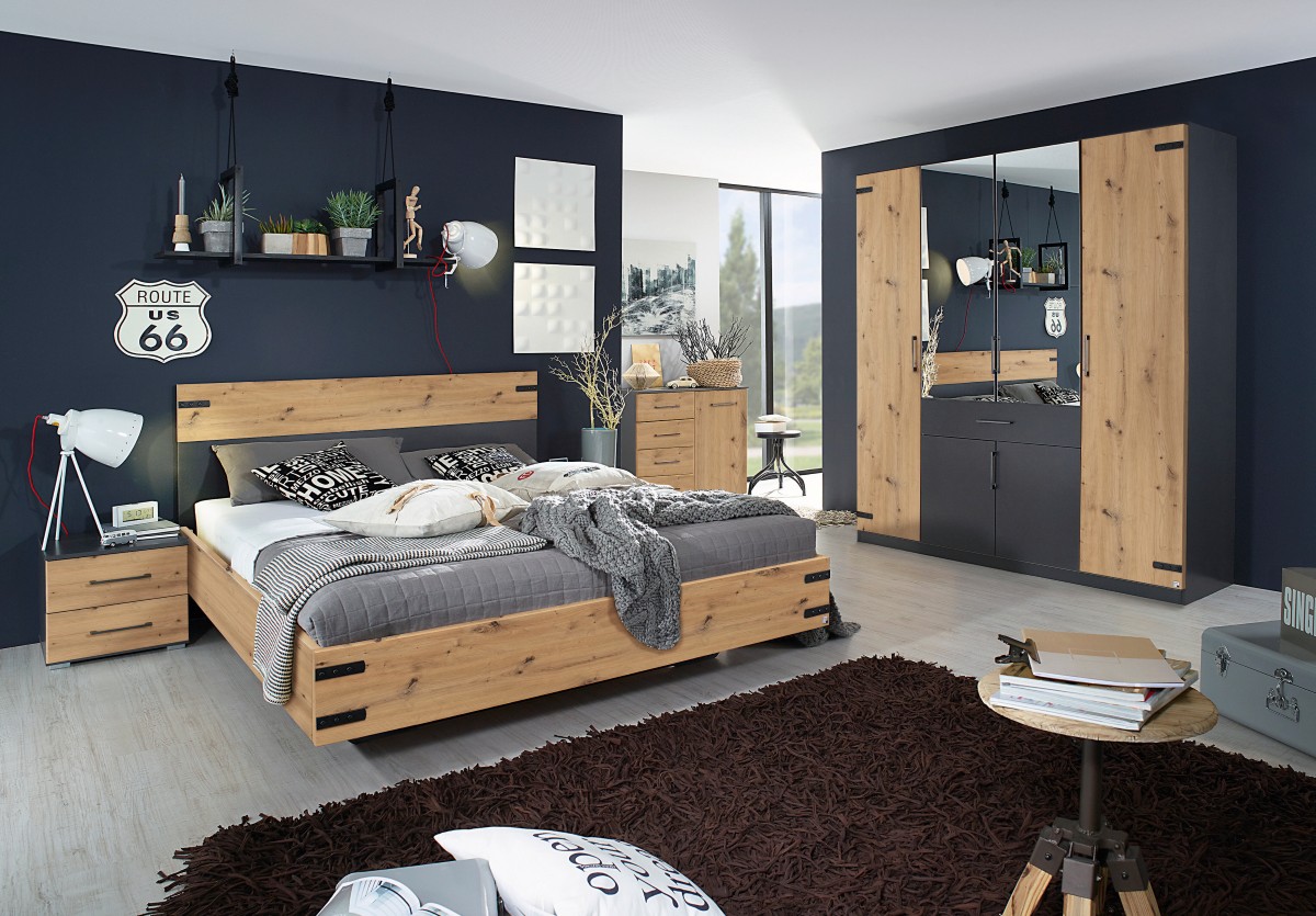 Chambre-Nevada-AC176-chene artisan-gris metallique-Rauch-2026-06
