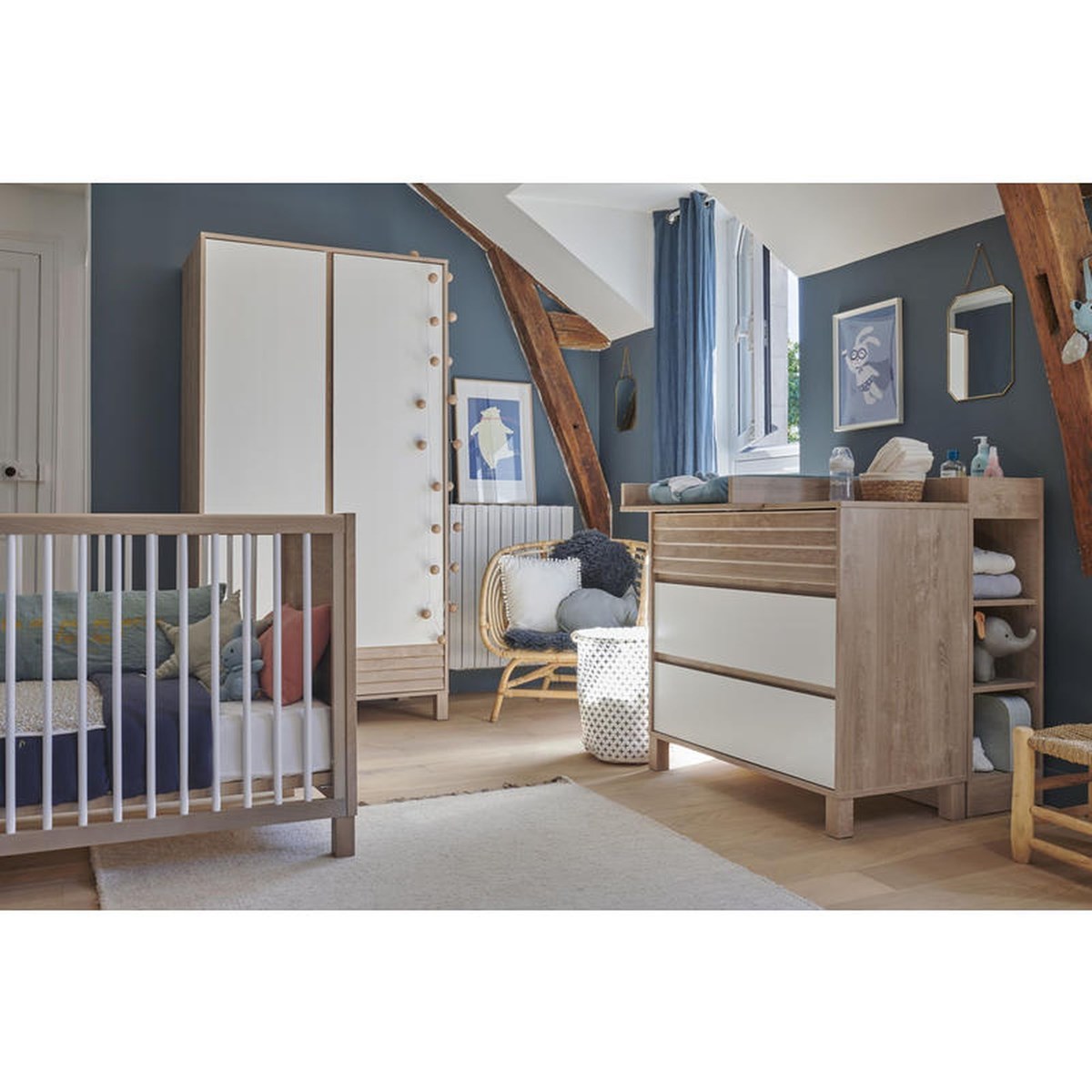 Chambre bébé avec lit évolutif Sacha - chêne - Meubles Crack