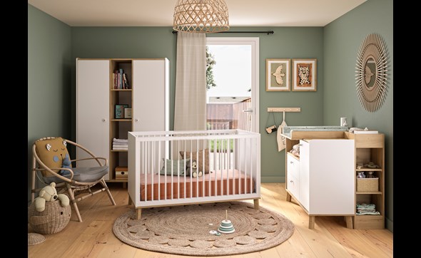 Chambre bébé complète ELLIOT Blanc Chêne