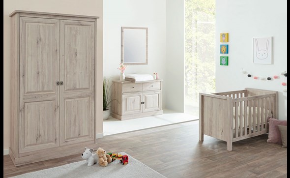 Chambre-bebe-Kent-decor-bois-chene-millenium-gris-clair-K540-Meubar