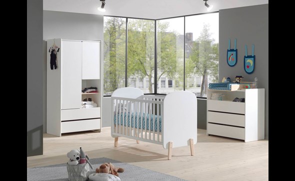 Chambre-bebe-Kiddy-armoire90cm-lit-bebe-commode-MDF-laque-blanc-Vipack