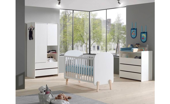Chambre-bebe-Kiddy-armoire90cm-lit-bebe-commode-MDF-laque-blanc-Vipack