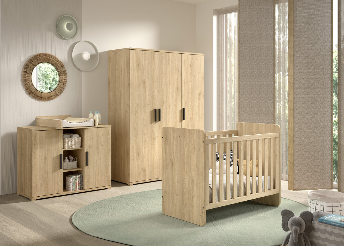 Chambre-bebe-Sam-bois-chene-armoire3portes-Vipack