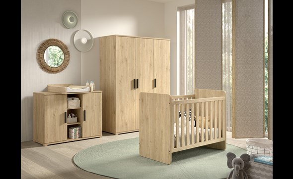 Chambre-bebe-Sam-bois-chene-armoire3portes-Vipack