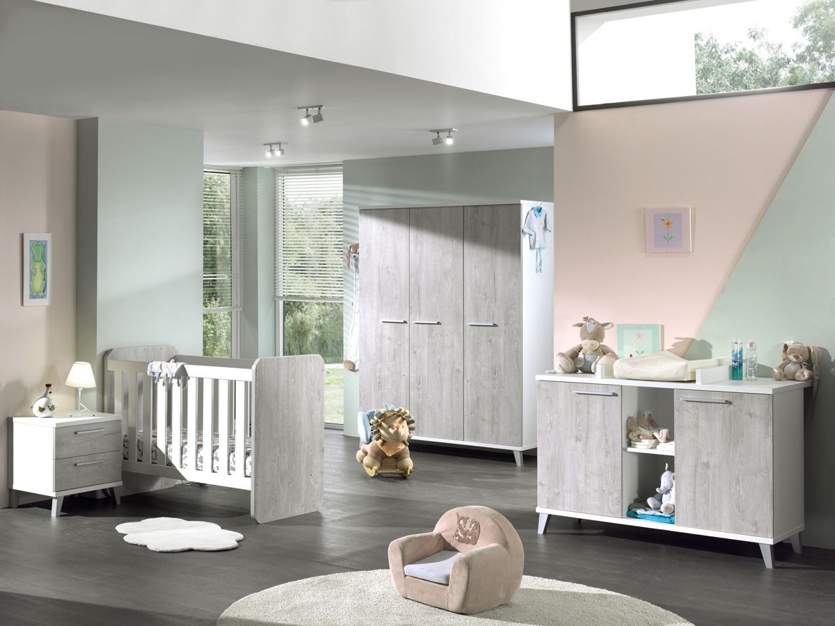 Chambre bébé blanche : armoire, commode blanche pour bébé