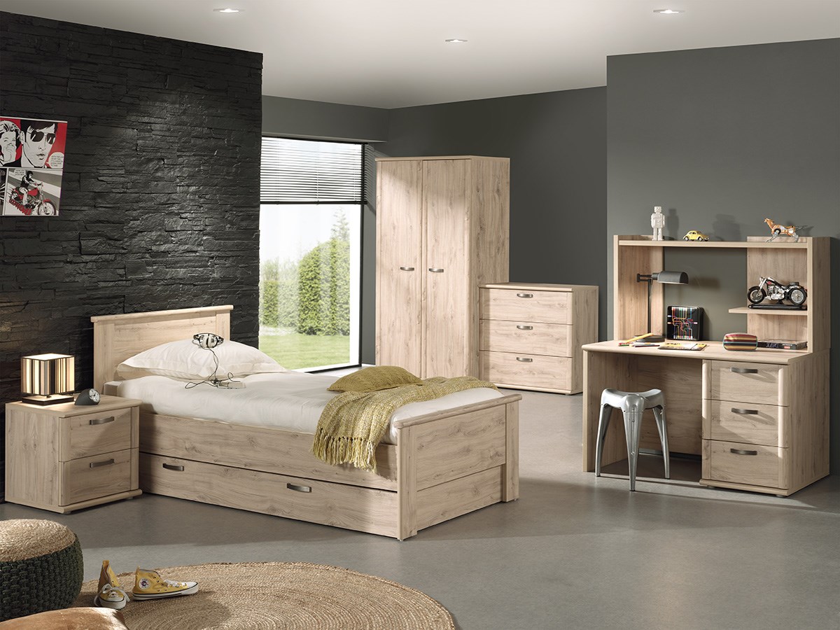 Chambre pour Enfant Complète avec Lit, Armoire 2 Portes, Chevet