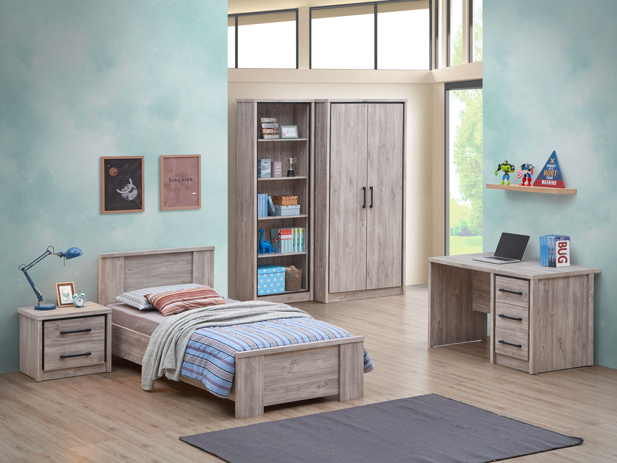 Chambre-enfant-Elias-decor-bois-chene-armoire-3p-lit-chevet-bureau-bibliotheque-Oosterlynck