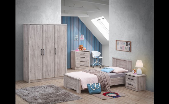 Chambre-enfant-Elias-decor-bois-chene-armoire-3p-lit-chevet-commode-Oosterlynck