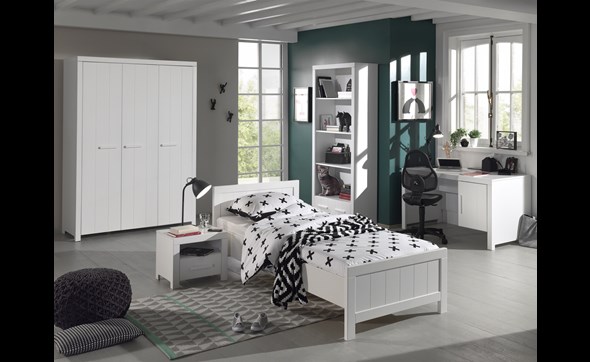 Chambre-enfant-Erik-armoire145cm-lit90cm-chevet-MDF-laque-blanc-pin-massif-Vipack