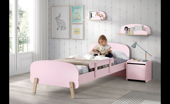 Chambre-enfant-Kiddy-lit90cm-chevet-etagere-MDF-laque-rose-Vipack