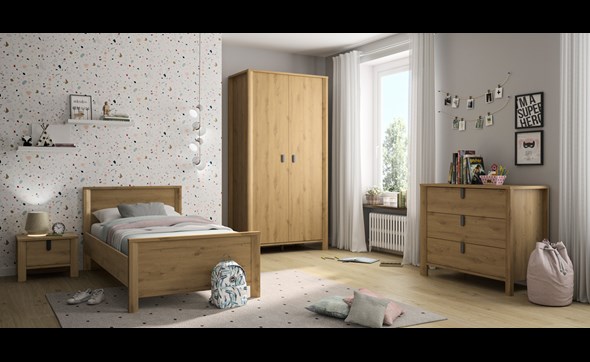 Chambre-enfant-Lugano-bois-artisan-oak-lit-chevet-armoire2portes-commode-Gautier
