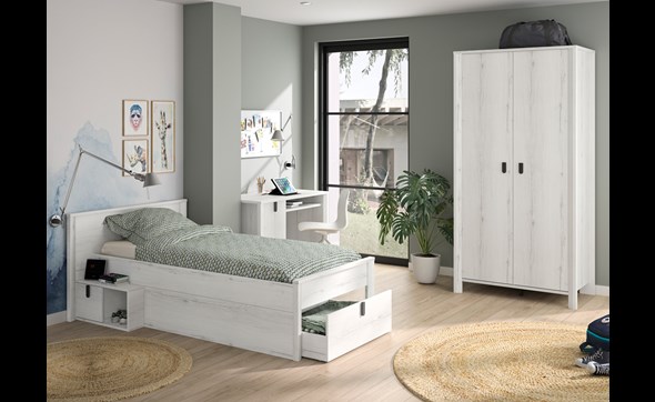 Chambre-enfant-Lugano-bois-helvezia-oak-lit-compact-bureau-armoire2portes-Gautier