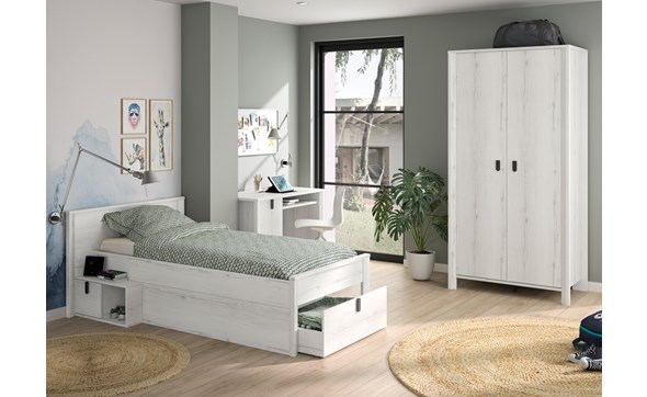 Chambre-enfant-Lugano-bois-helvezia-oak-lit-compact-bureau-armoire2portes-Gautier