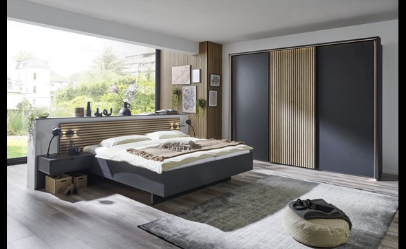 Chambre-lit-2-chevetes-1-tiroir-armoire-3-portes-Nevada-graphite-chene-Wiemann