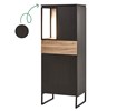 Colonne-bar-2-portes-1-tiroir-1-niche-Portofino-decor-noir-vieux-chene-K616-61cm-KB1R-Evan